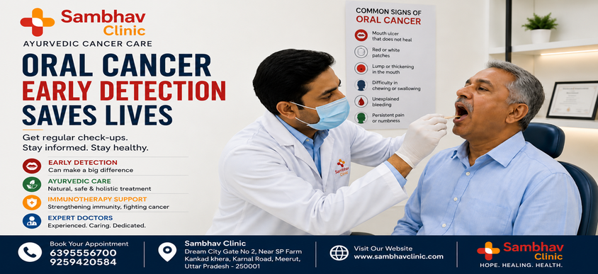 Doctor examining a patient's mouth for early signs of oral cancer
